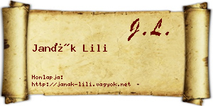 Janák Lili névjegykártya